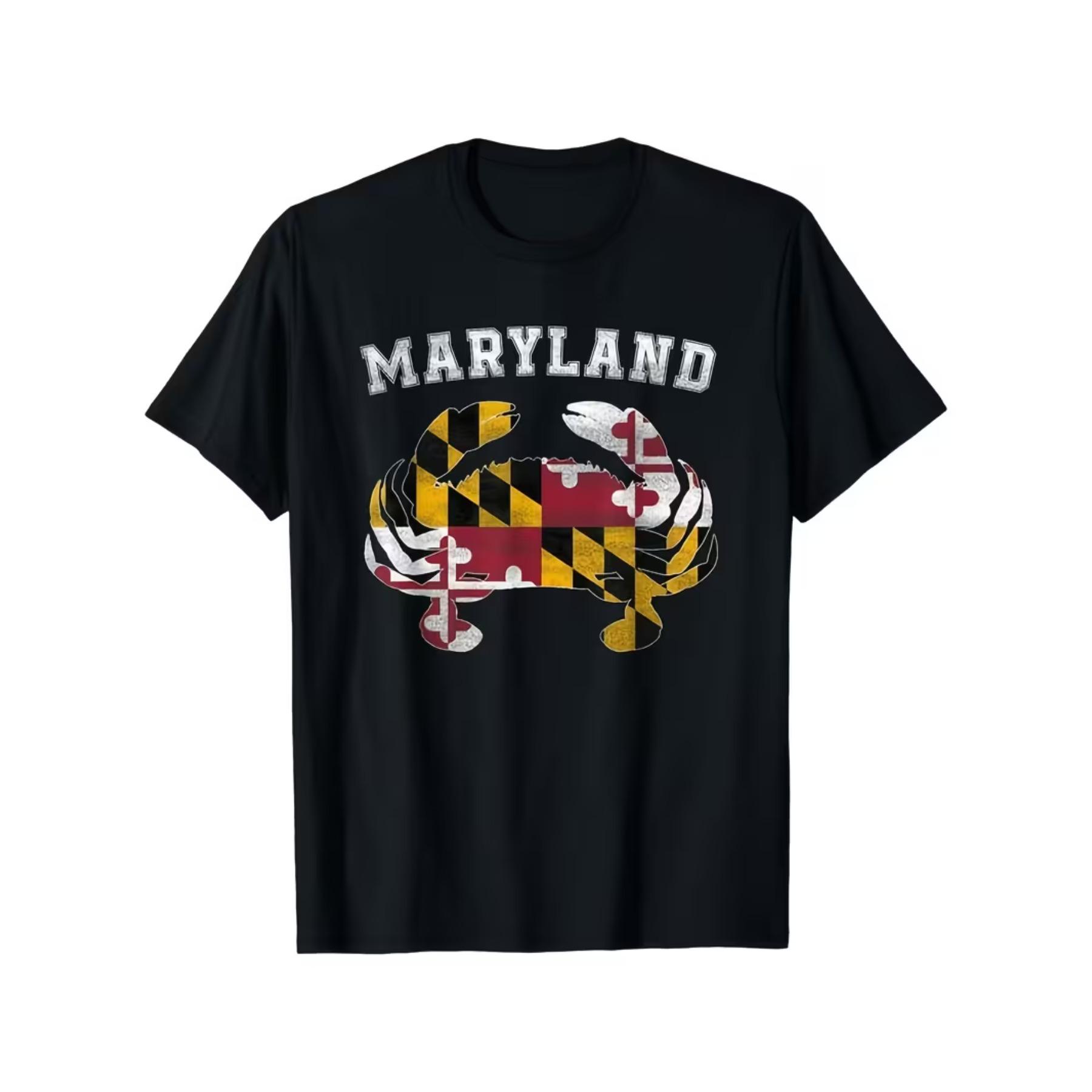 Maryland Flag Blue Crab T Shirt State Pride Retro Tee Shirt S чёрный