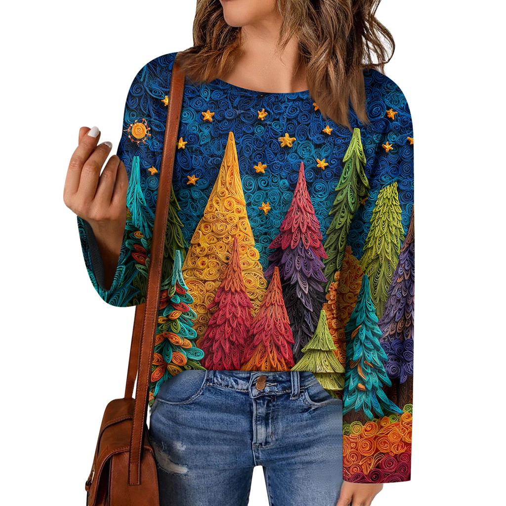 Women's Fashion Long Sleeve Christmas Snowman Snowflake Print Jacket Cardigan