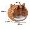 Rattan Woven Cat Ear Rolling Cat Carrier Breathable Escape-Proof Portable Large Capacity Pet Outdoor Travel Trolley for Cats New