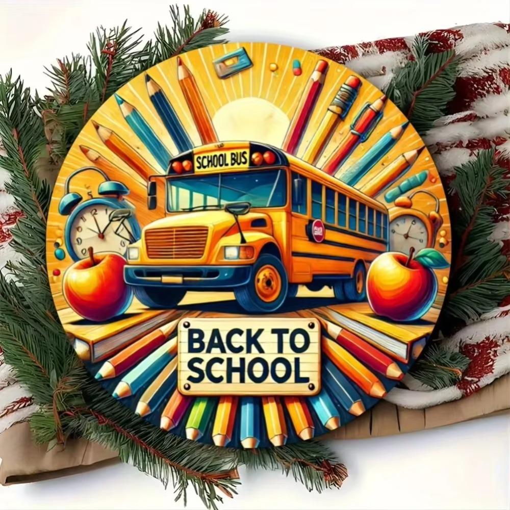 Vintage Skolbuss Metallväggkonst Klassrumsinredning