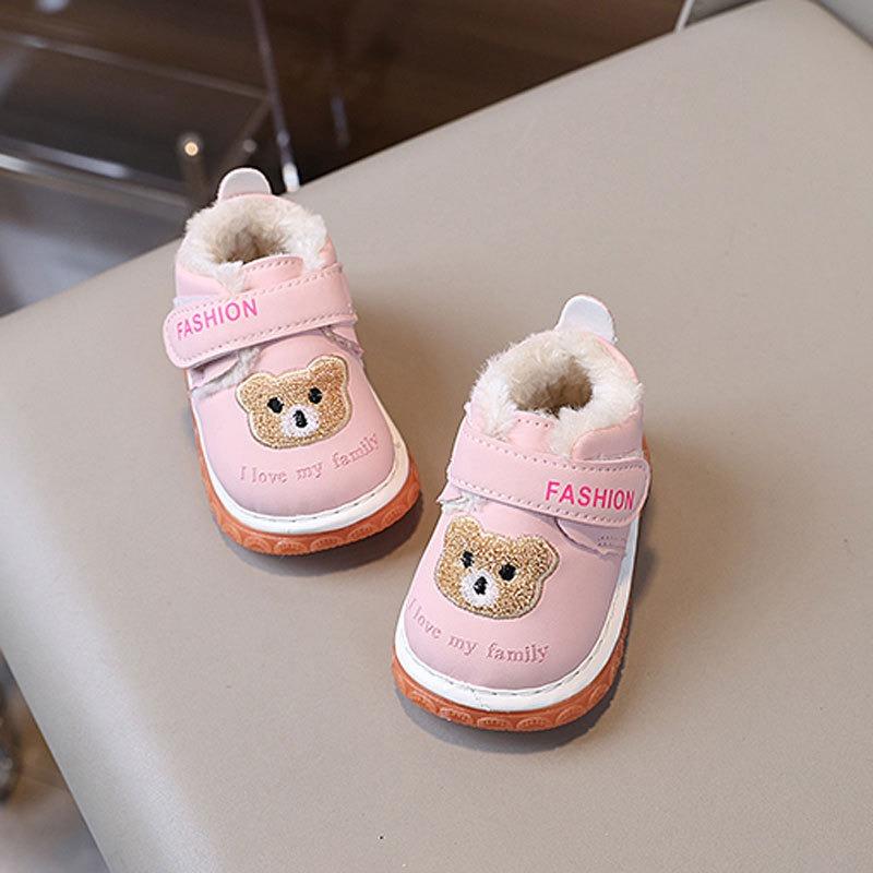 Scarpine da Neonato Squeaky con Fodera in Pile, Stivali Invernali per Bambini e Bambine, Scarpe Morbide per i Primi Passi 0-2 Anni, Grafica a Cartoni Animati