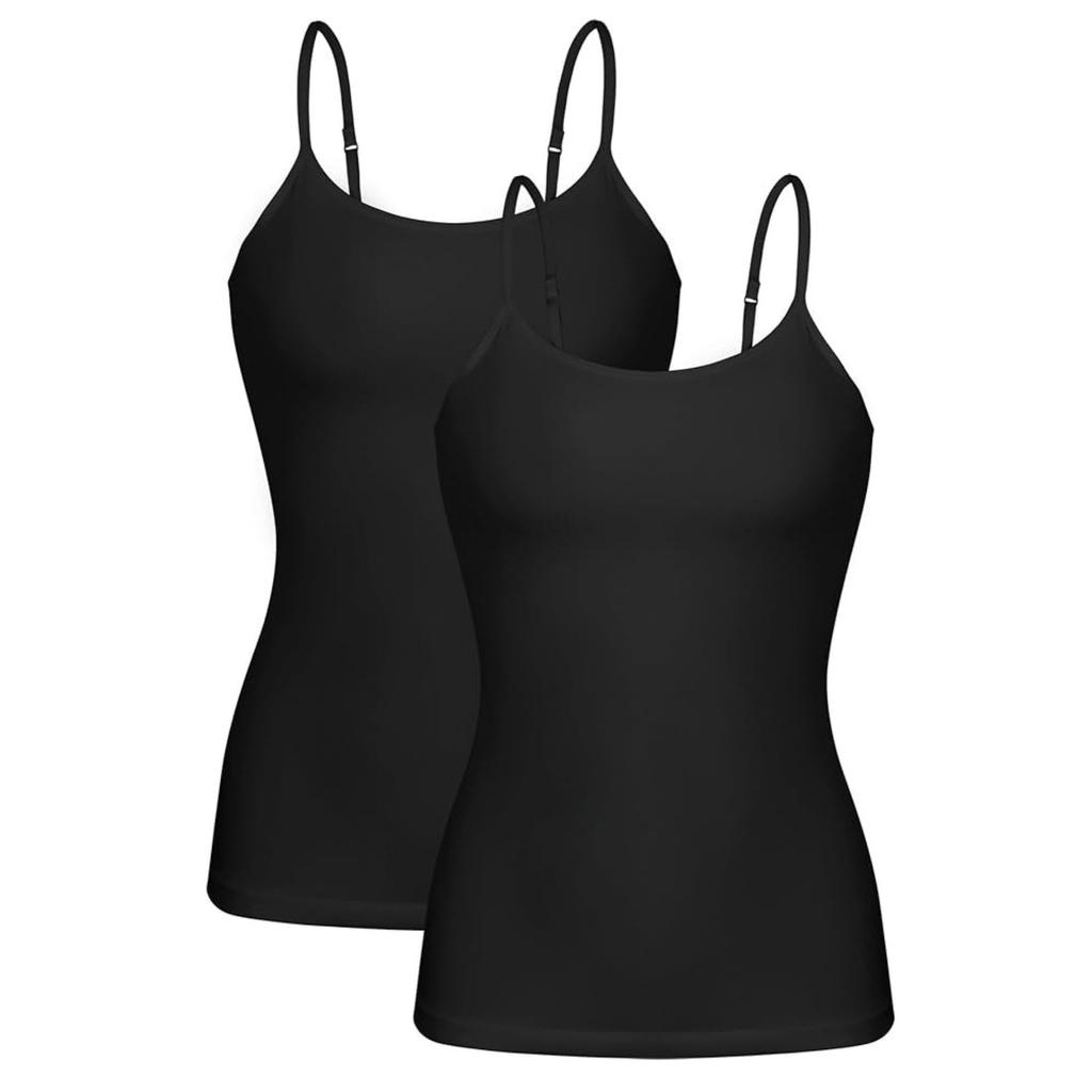 CHARMLEAKS Damen-Unterhemd aus Baumwolle, Damenunterwäsche, Nachtwäsche, Unterwäsche, Hebe-BH, solides Basic-Tanktop, 2er-Pack