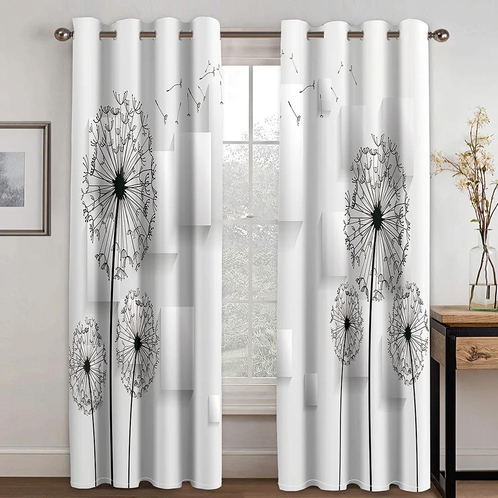 Simple Pattern Black Butterfly 3D Decorative Curtains 2 Panels Living Room Bedroom Balcony Window Decorative Curtains