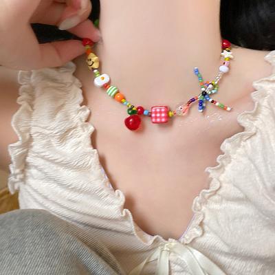 Acrylic Star Bow Necklace Sweet Wind Collarbone Chain Fashion Niche Versatile Jewelry Women