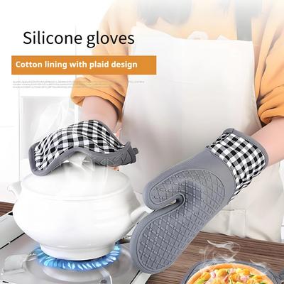 Grid Pattern Silicone Oven Gloves High Temperature Resistant Anti-burn And Non-slip Kitchen Microwave Baking Dessert Tools