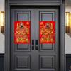 Decorative Flannel Door God for Spring Festival Easy Application and Removal Great for Traditional Culture Lover