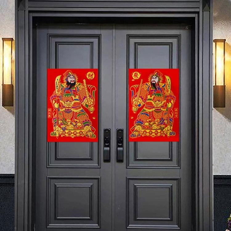 Decorative Flannel Door God for Spring Festival Easy Application and Removal Great for Traditional Culture Lover
