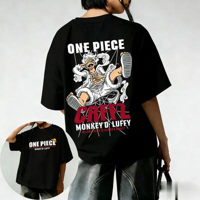 Summer Plus Size One Piece Anime Printed Men and Women Tshirt Casual Parent Child Top Fashion Harajuku Style Y2K Street Wear