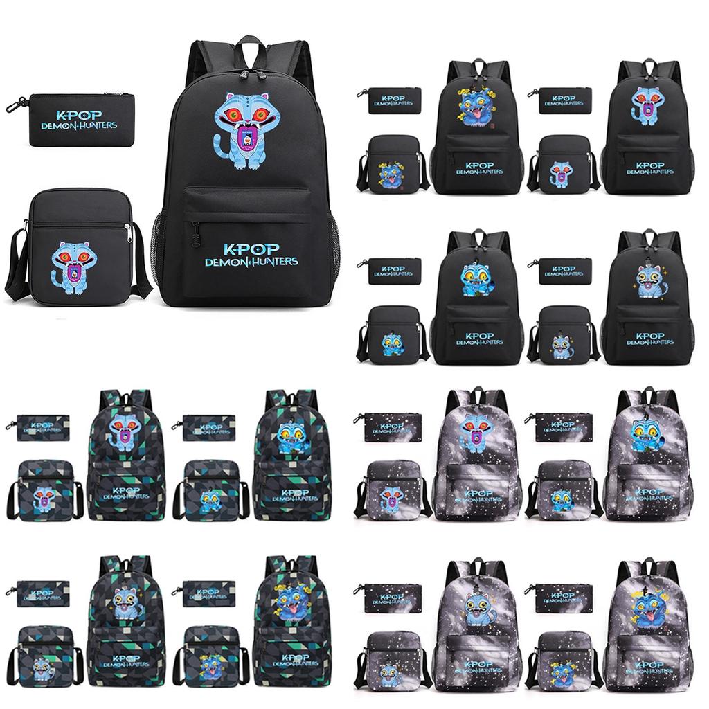 Movie Peripheral Print Backpack, School Bag Student Campus With Plush Ball Backpack
