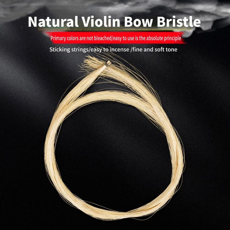 Violin Bow Horsehair Mongolian Musical Bow Hair Replacement Natural White Violin Bow Hair for Violin Cello Accessories