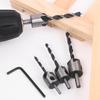 5PCS Woodworking Countersink Drill Bits Set with L Wrench Chamfering Drill Bits Hole Opener Tool Carpentry Reamer for Screw
