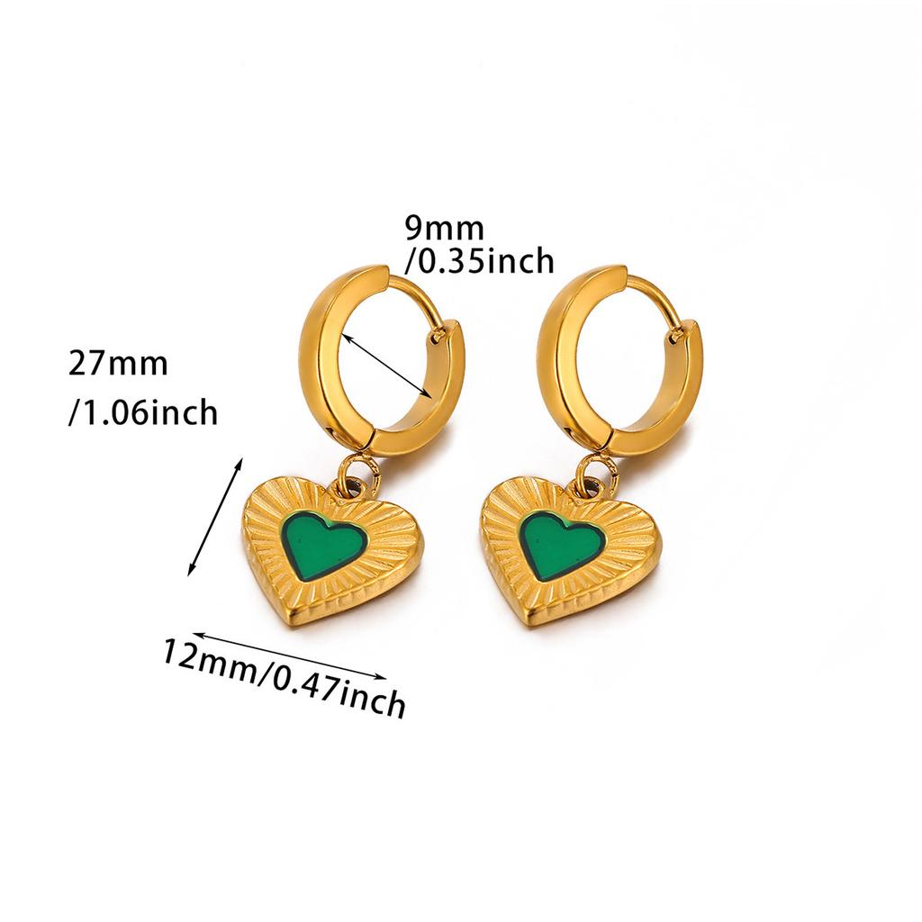 Lily Flower Pendant Hoop Earrings For Women Elegant Gold Color Geometry Heart Stainless Steel Hanging Earring Jewelry Party Gift