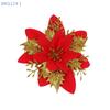 5PCS Christmas Golden Glitter 14cm Flower Christmas Tree Decoration Ornaments Color Glitter Home Party Decoration Supplies