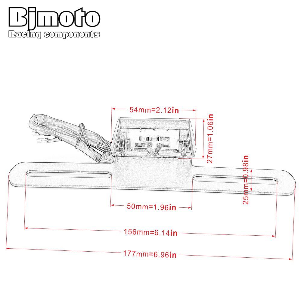 1pc 12V 1W Motorcycle Aluminum License Plate Holder Bracket Support White 3 LED Light Motorbike Scooter Number Plate Light