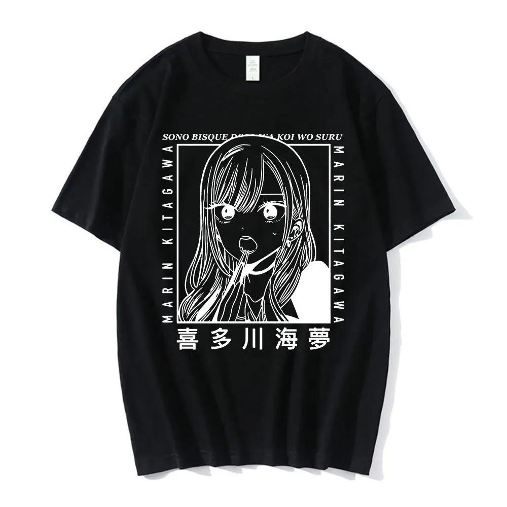 

Marin Kitagawa Black White Anime Scene Japanese Cotton TShirt Loose Fit for Anime Unisexga Fashion Comfortable Tshirts 4XL