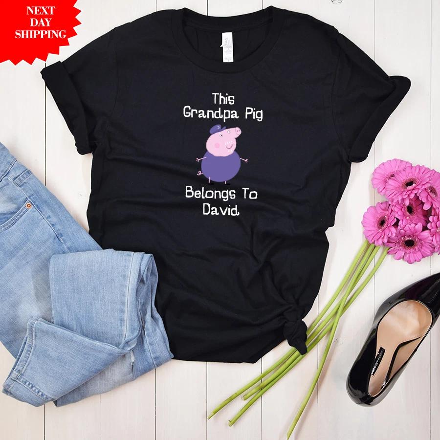 Personalised Grandpa Pig T Shirt Custom Printed Birthday Gift Regular Fit T Top 2XL