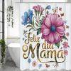 Glad Mors dag Färgglad Floral Botanisk Duschdraperi, Badrum Dekorativt Duschdraperi, Vattentätt Duschdraperi med