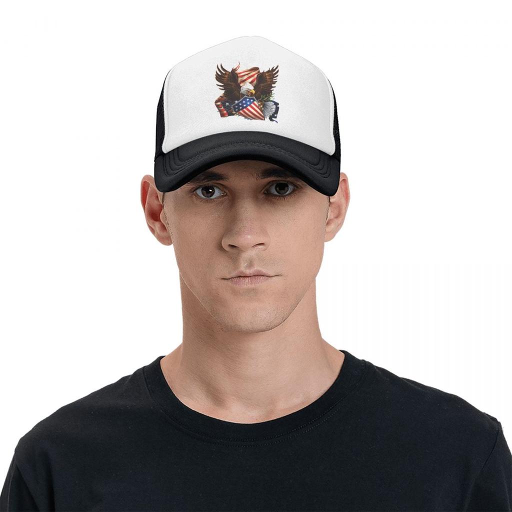 Klassische Unisex USA Adler Amerikanische Flagge Trucker-Kappe für Erwachsene, verstellbare Baseballkappe für Unisex Damen, Outdoor Snapback Kappen