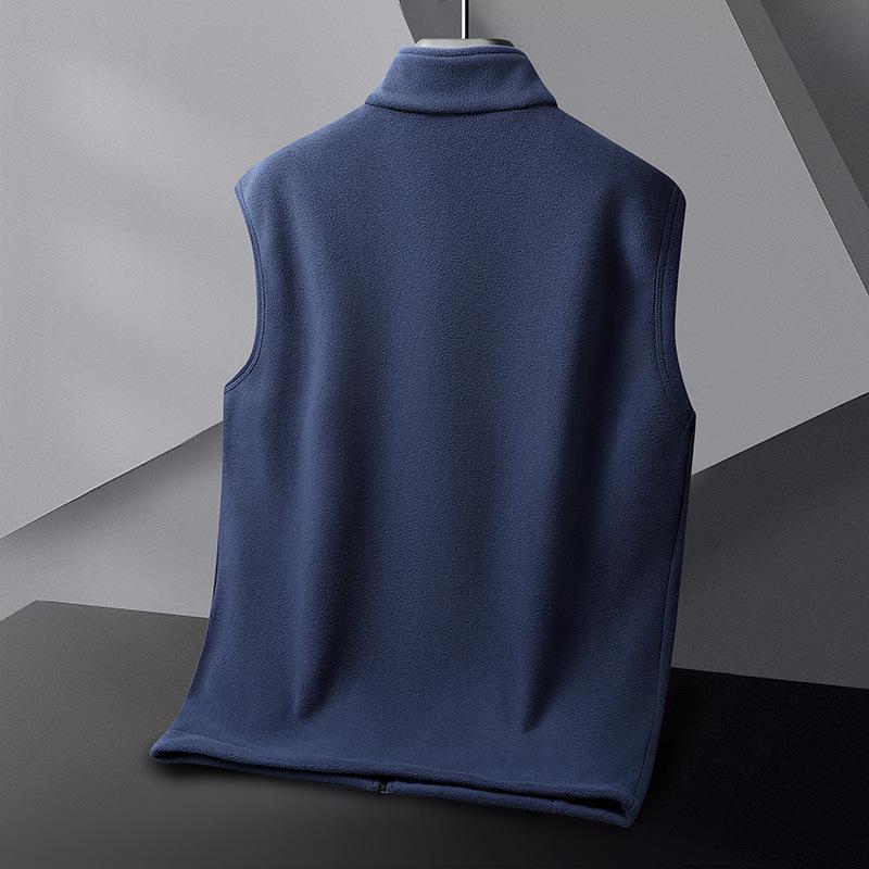 Plus Size Men's Fleece Stand Collar Vest - Autumn/Winter Loose Fit