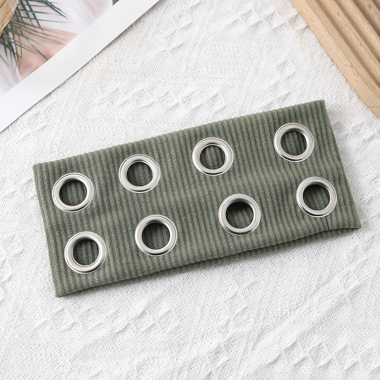 Bandeau de mode, bandeau élastique large à bord creux, accessoires pour cheveux bandeau métallique à trou rond européen et américain, foulard vert