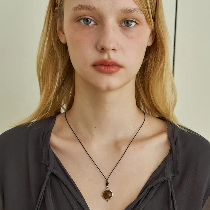 Tiger eye gemstone long necklace, Aurelie