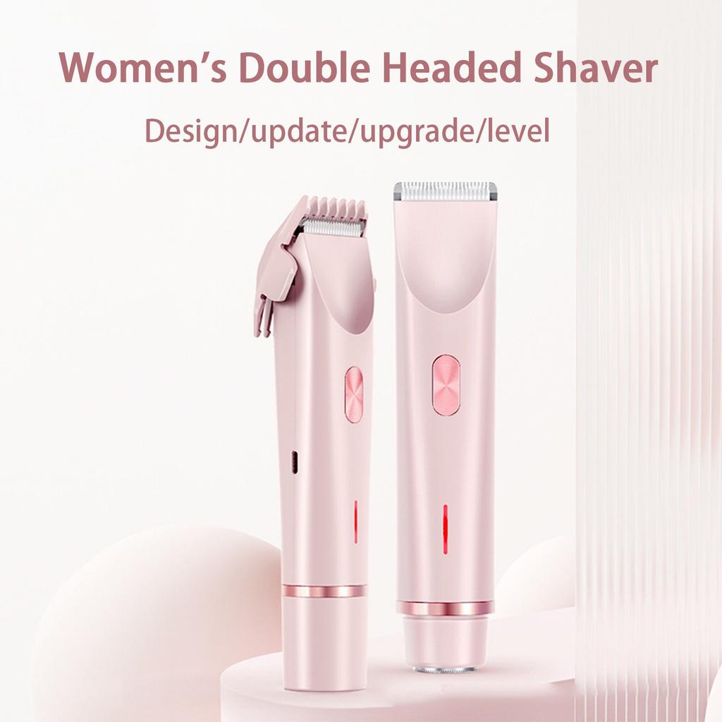Electric Hair Removal Device for Sensitive Areas Dual Head Portable Shaver Cordless Rechargeable Trimmer for Body and Face