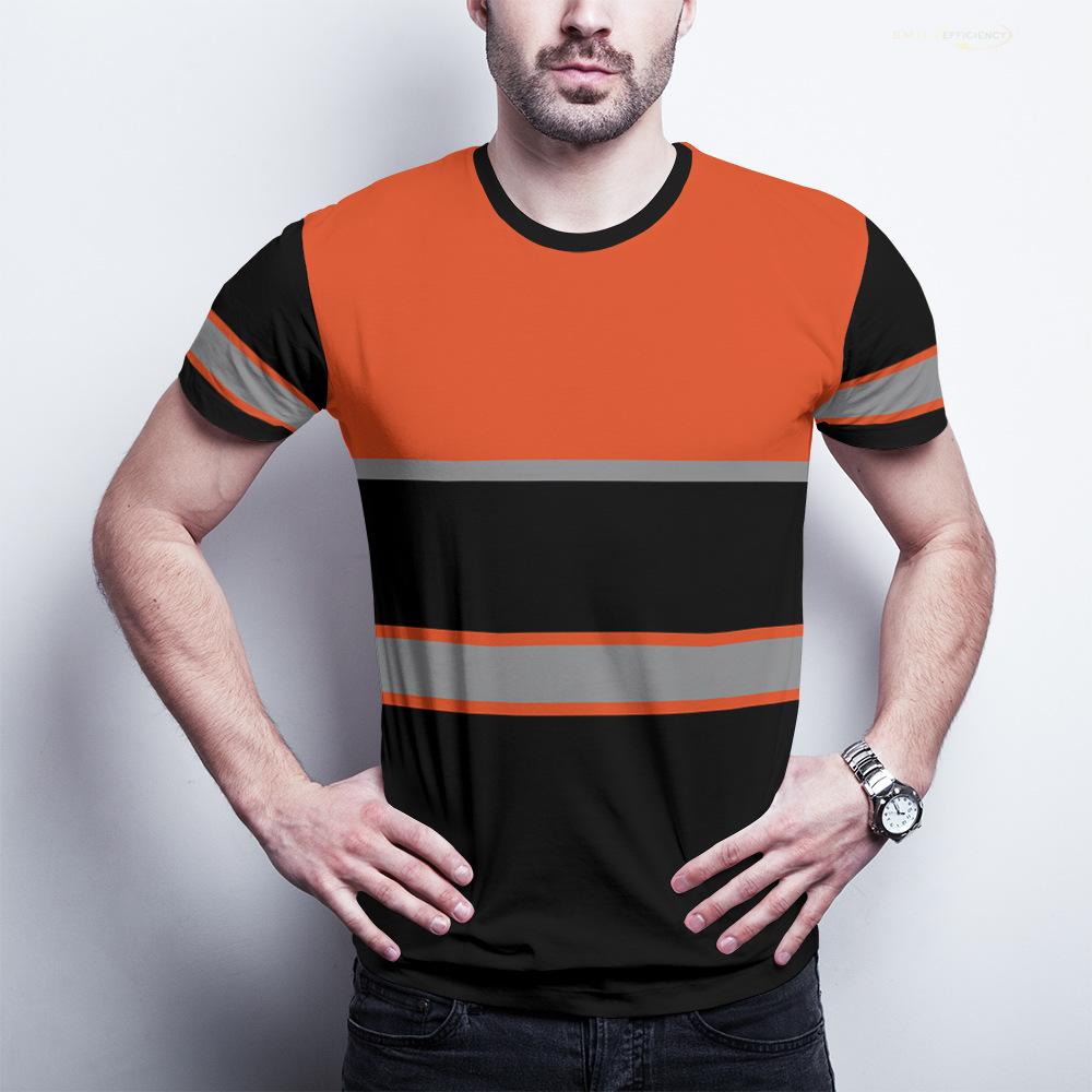 Summer Men’s T-shirts Safety Work Clothes Outdoor Sports Tees Comfortable Breathable Oversized Crew Neck Tops Men Clothing
