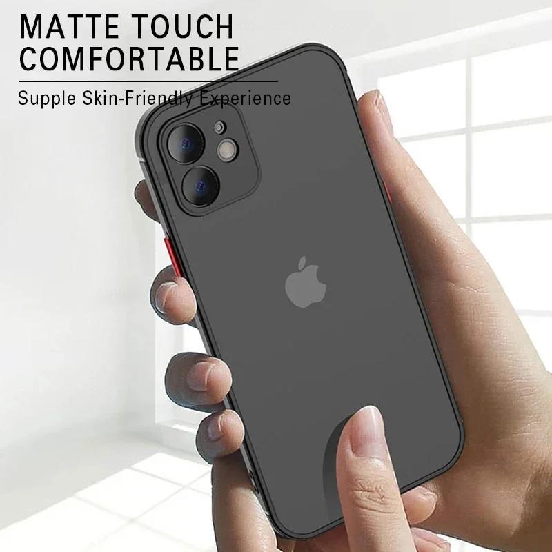 Matte Phone Case For 14 13 12 15 Pro Max Mini Luxury Soft Silicone Shockproof Case For 11 XS MAX X XR 7 8 Plus SE