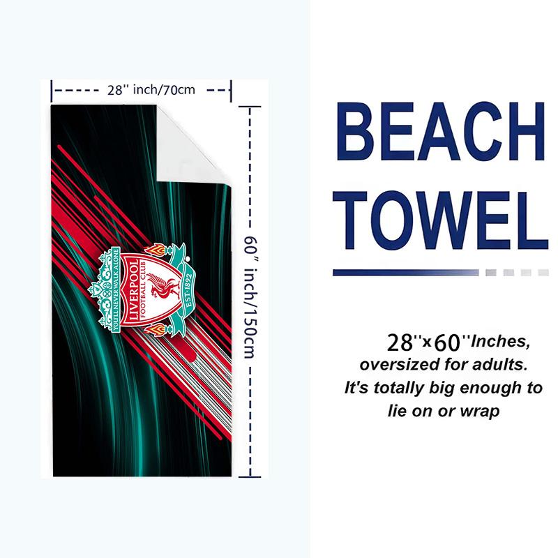 Liverpool Football Club Print Beach Towel, Large Soft Quick Dry Towel for Beach Camping Swimming