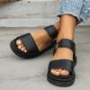 Large size one-word with platform sandals for women, summer Xiyin belt buckle sandals for women