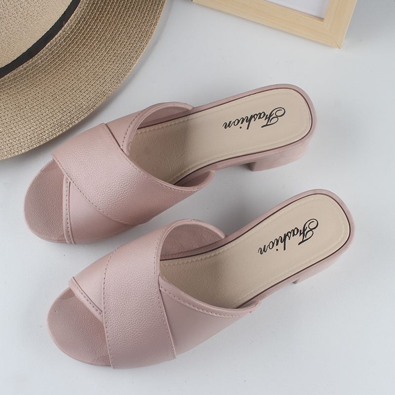 Bedroom with Heel House Shoes for Women 2025 Home Woman Slippers Slides Summer Open Toe Sandals Indoor On Promotion Top Designs
