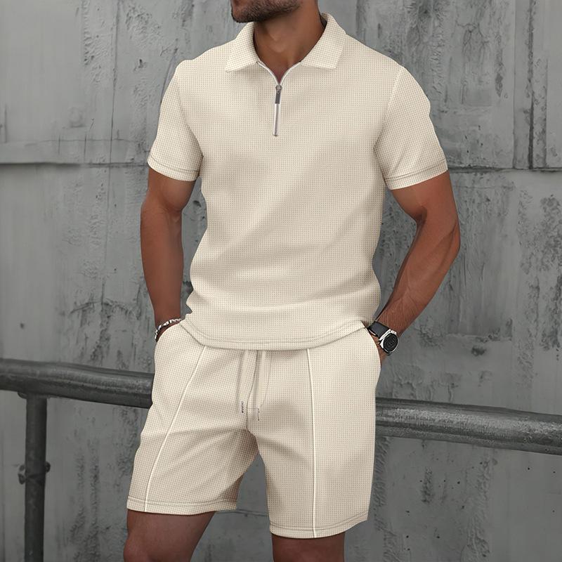 Huafu Ge Trendy New Men's Collar Suit Short Sleeved Shorts Casual Sports Suit
