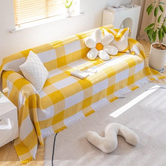 

Чехол для дивана Супер мягкий безворсовый невыцветающий клетчатый узор Пыленепроницаемый декоративный хлопковый чехол для дивана Одеяло Защитное украшение для дивана для дома