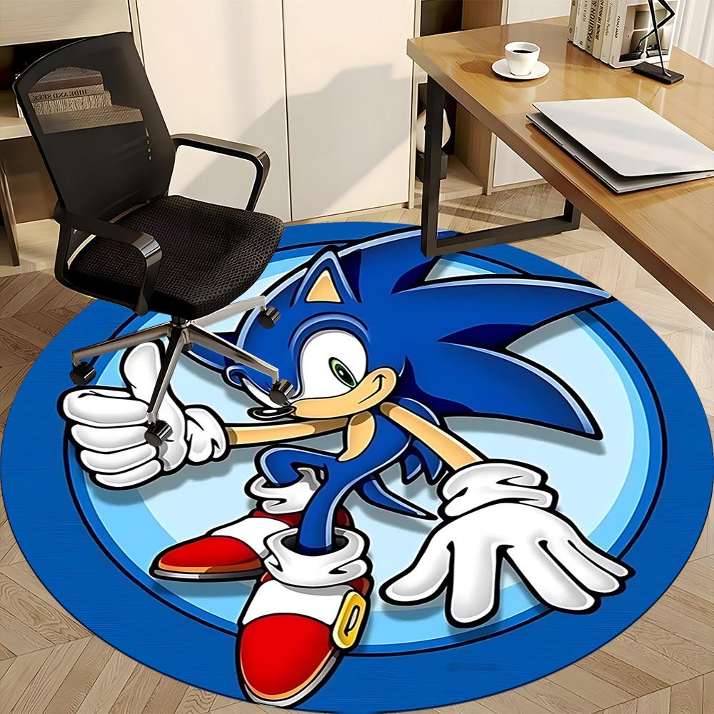 1pc Sonic Adventure Office Round Area Rug, Indoor Mat Suitable For Office,Bedroom Living Room Home Decor, Room Deco A0926003