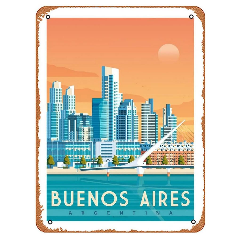 Metal Tin Sign Argentina Buenos Aires Wall Decoration Plaque Vintage Poster Iron Painting for Man Cave Home Cafe Garden Club Bar
