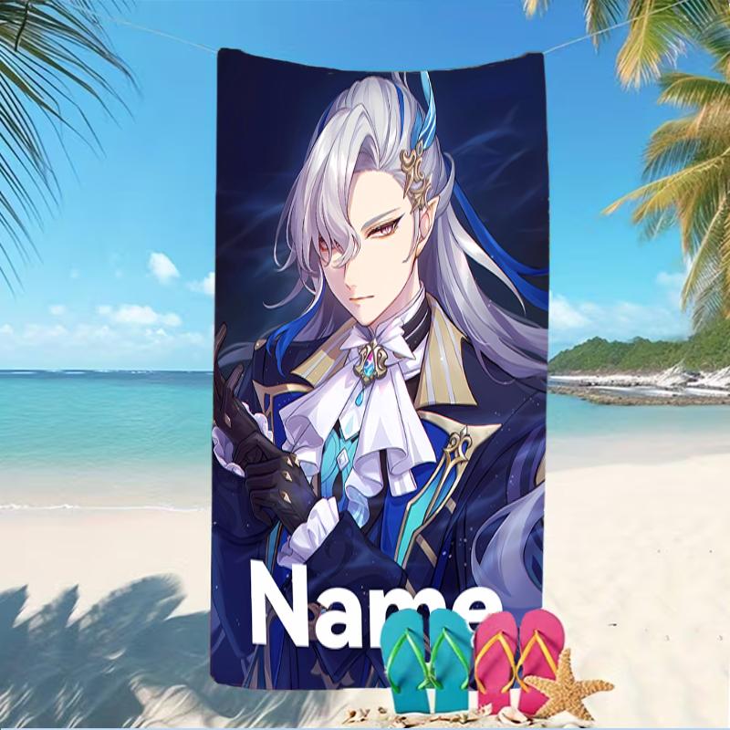 Customizable Personalized Beach Towels Genshin Impact Navelette Themed designs.Suitable for the Beach, Yoga, Sports;ideal As Beach Accessories