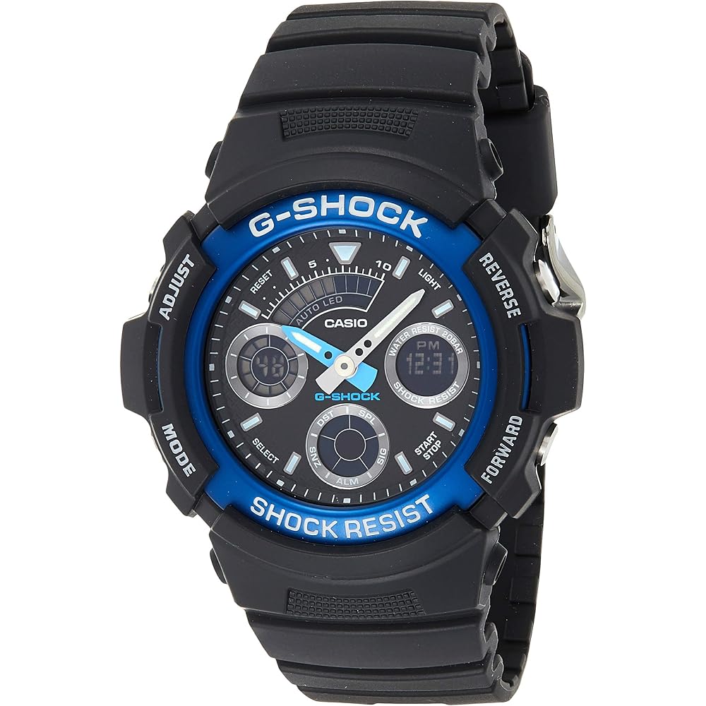Мужские часы Casio G-Shock AW-591-2ADR Цифровые Аналоговые Синие Водонепроницаемость 200M