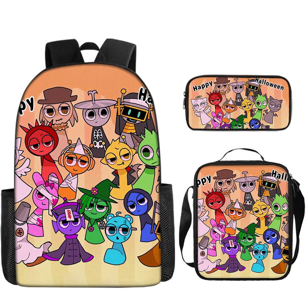 Rhythm Box Sprunki Student School Bag Backpack Backpack Three-Piece Set
