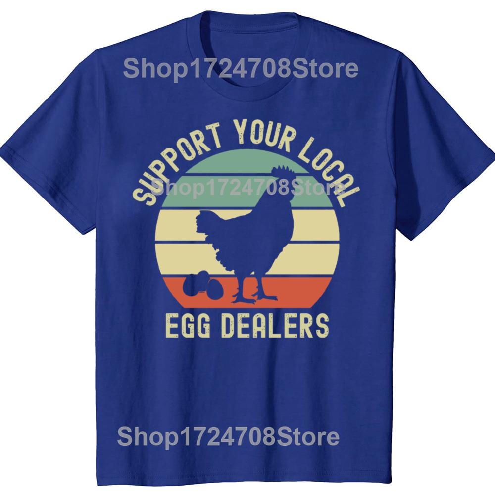 Funny Vintage Local Egg Dealer Farmer Chicken Egg Lover Graphic T-shirt Hip Hop Oversized T Shirt 100% Cotton Comfort T-shirts