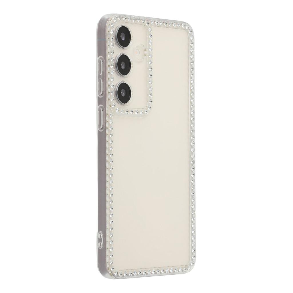 For Samsung Galaxy S25 TPU Case Rhinestone Decor Clear Phone Back Cover,Precise Cutout