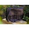 Mens Genuine Vintage Large Black Leather Shoulder Messenger Laptop Bag Briefcase