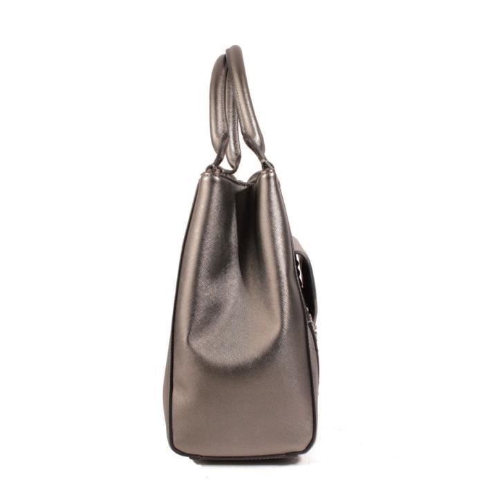 Sac Cabas - Christian Lacroix - BILLY 8 - Gris Métallique - Bandoulière Amovible - Pochettes Zippées