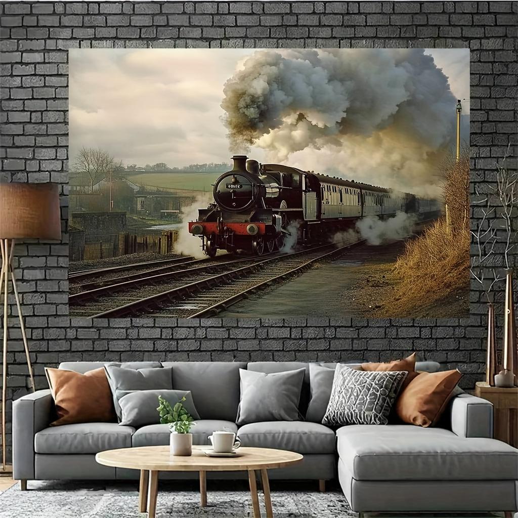 2D plane, 1 piece of retro-themed background fabric for train tracks, suitable for party photo backgrounds and birthday parties