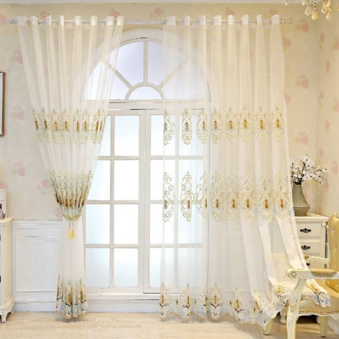 Elegant Floral Embroidered Sheer Curtain Panel  Perfect for Living Room, Bedroom, Balcony, or Home Office Decor, Curtains for Living Room