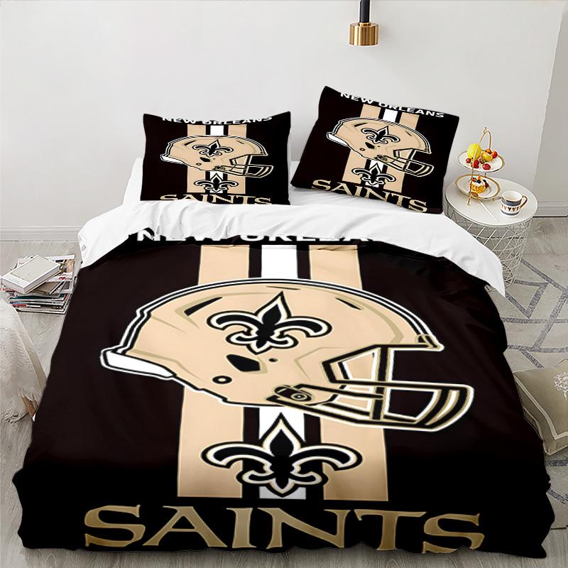 Orleans Saints Logo Bedding Set 3pcs, High Quality Bedding Set Including 1pc Duvet Cover And 2pcs Pillowcases for Bedroom, Dormitory Gift