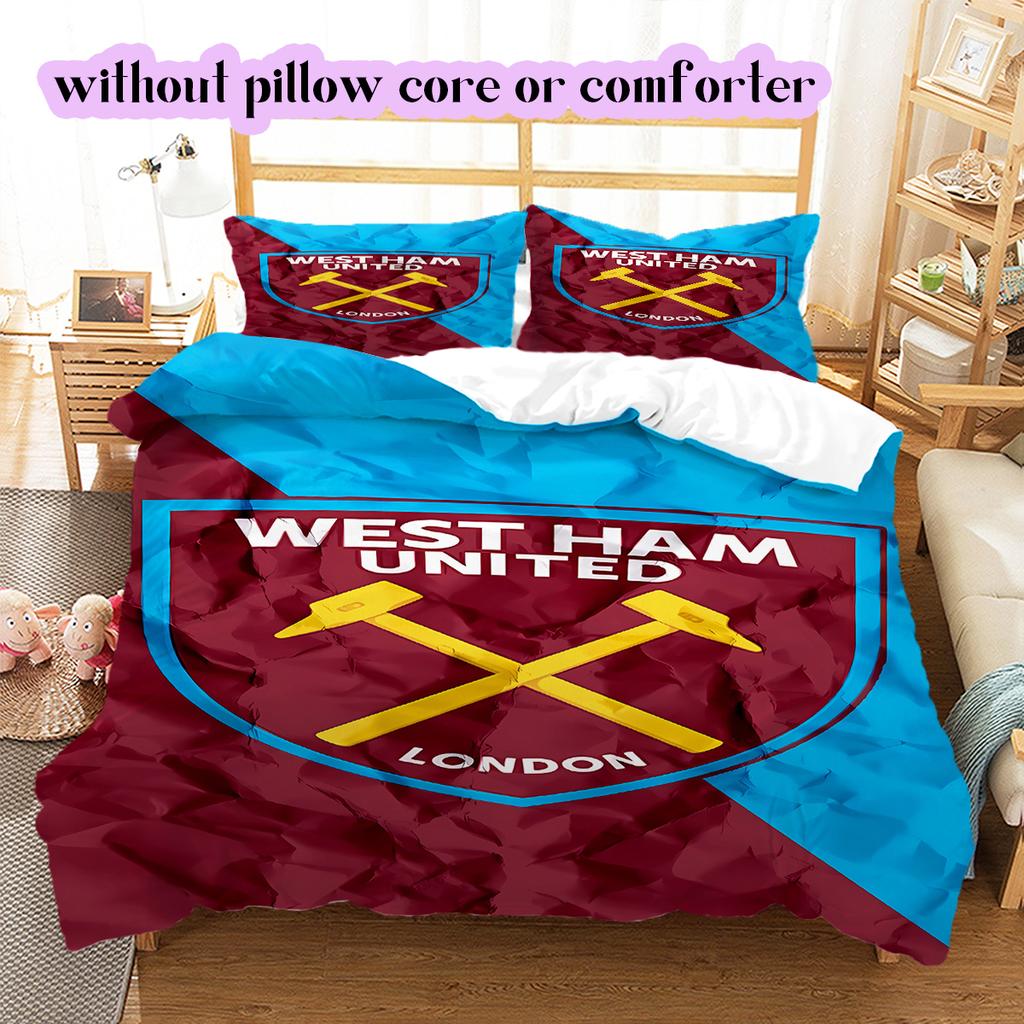 Football Red Blue Pattern Bedding Quilt Set Quilt Cover Pillowcase Home Decoration Birthday Gift (1 * duvet cover + 2 * pillowcase, without core)
