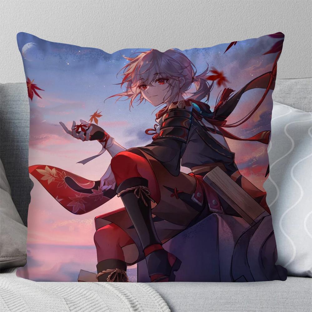 

Каэдэхара Кадзуха Анимация G-Genshin I-Impact Наволочка Квадратная подушка Спальня Диван Досуг Автомобиль Гостиная Украшение дома 40X40 16x16Inch