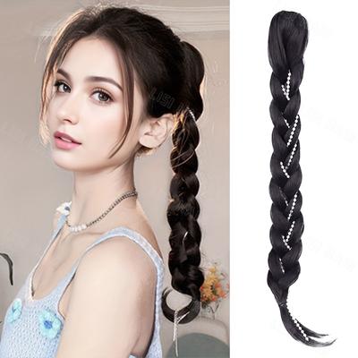 Coleta Sintética Larga con Clip Elegante Extensión de Coleta Trenzada para Mujeres Uso Diario Cosplay
