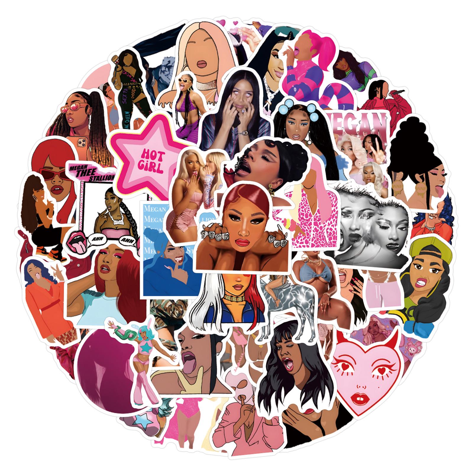 55 Стикеры-граффити Megan Thee Stallion Bombshell для DIY Скейтбордов и Телефонов