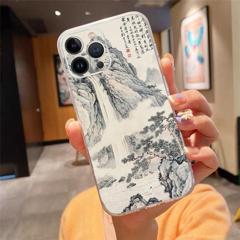 Chinese Art Landscape Painting Phone Case For iphone 17 Pro Max Air 16 15 14 13 Pro Max 15 16 Pro 15Plus